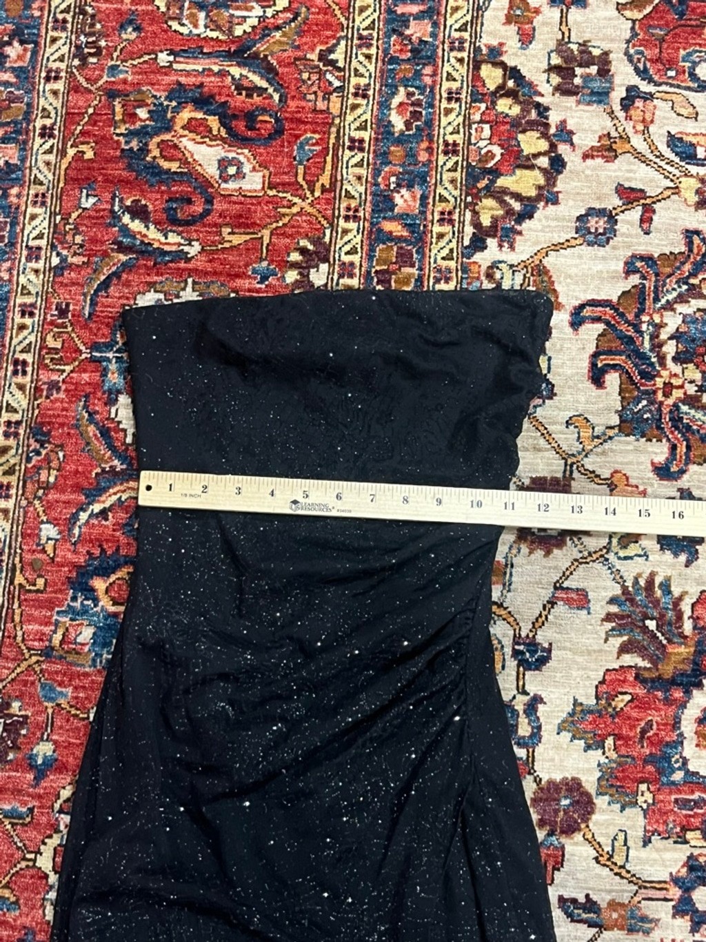 Izzy & Jae Strapless Black Glitter Sequin Party Cocktail Dress Small USA