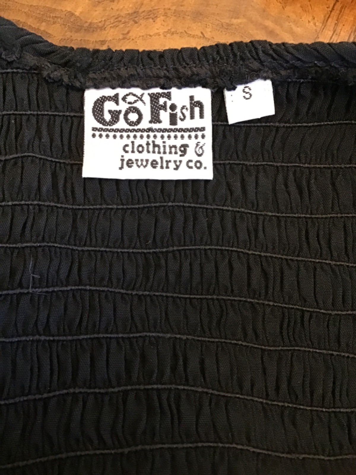Go Fish Basic Stretch Smocked Maxi Dress Black Sleeveless Scoop Neckline Small