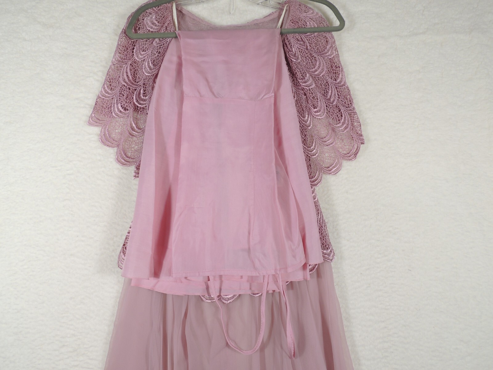 Lee Jordan Muave Lace Summer Casual Wrap dress sz 12 Large cocktail Party Bridal