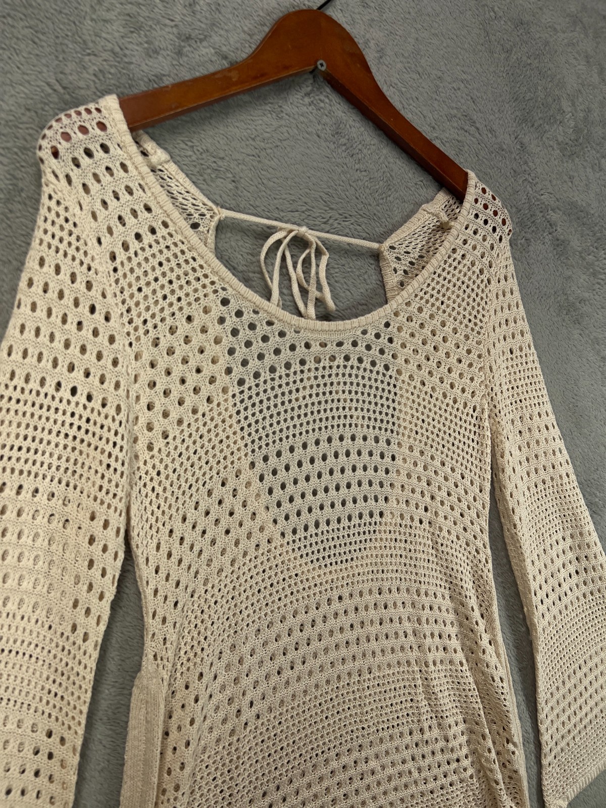 NWT Blooming Jelly Womens Size XL Beige Boho Crochet Dress Swim Cover Up Dress