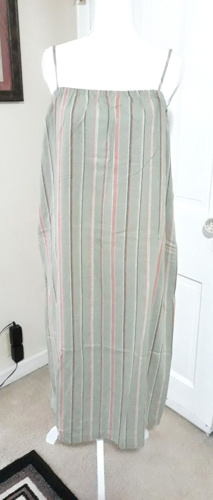 Women’s Easy Linen Blend Striped Strappy Dresses (M /8-10) SAGE GREEN – NEW!!!