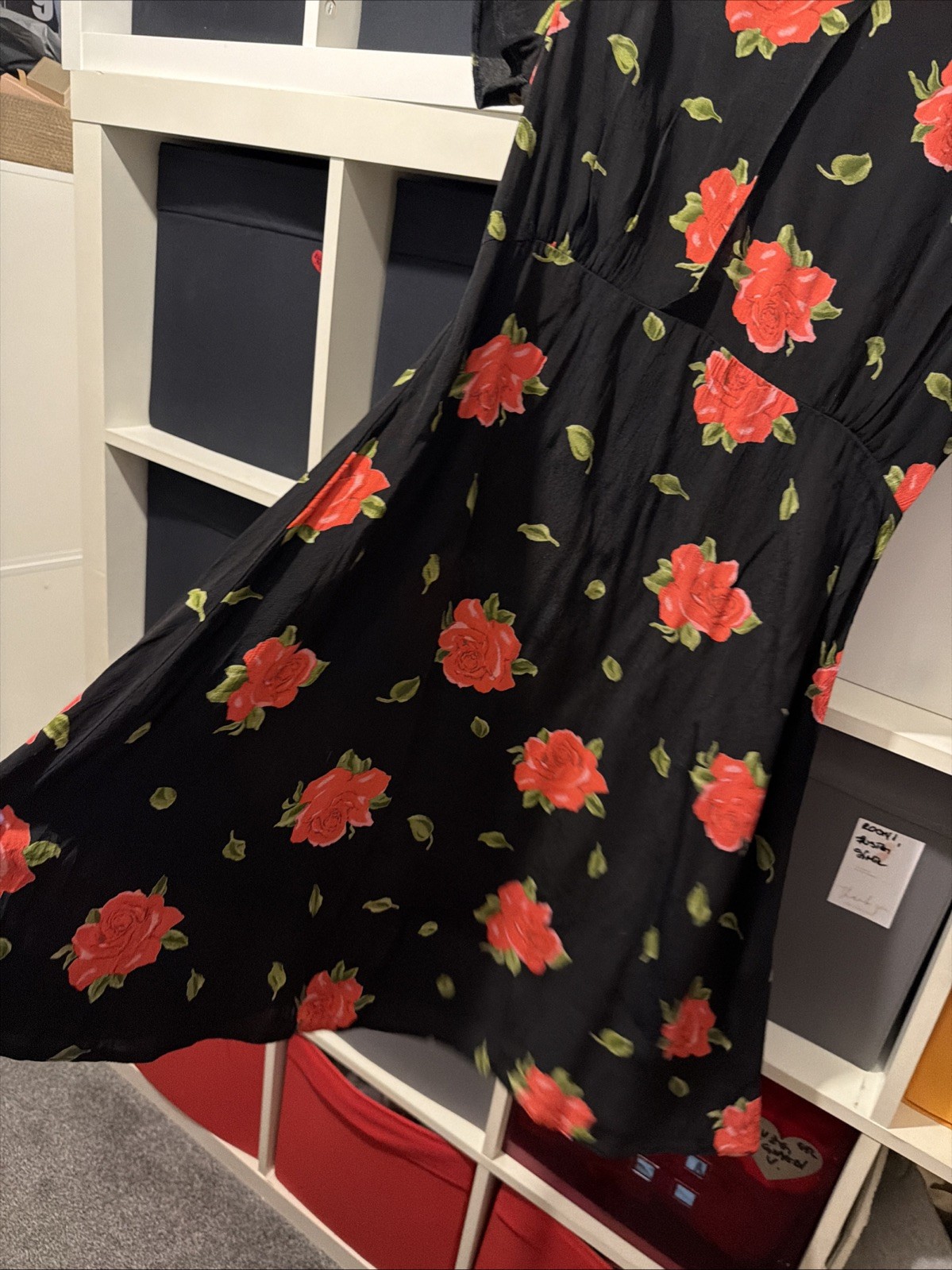 Miss Selfridge Black Rose Printed Keyhole Mini Dress