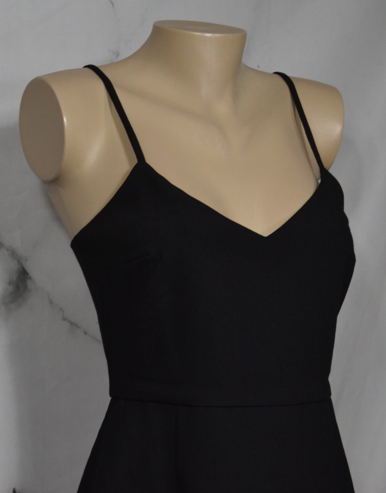 FRENCH CONNECTION NEW NWT Black Whisper V Neck Dress 6 Envelope Skirt Adj Straps