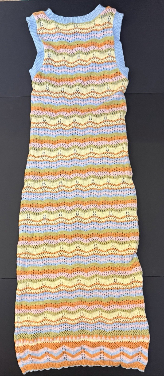 Willow & Wind Multicolor Striped Crochet Knit Sleeveless Midi Tank Dress Size M