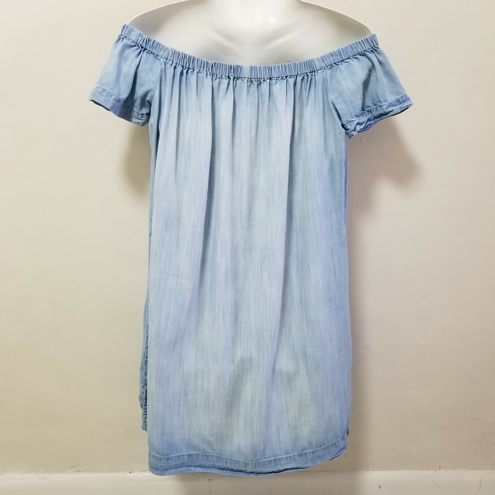 Cloth & Stone Womens Dress Chambray Off Shoulder Tunic Shift Sandwashed Blue S