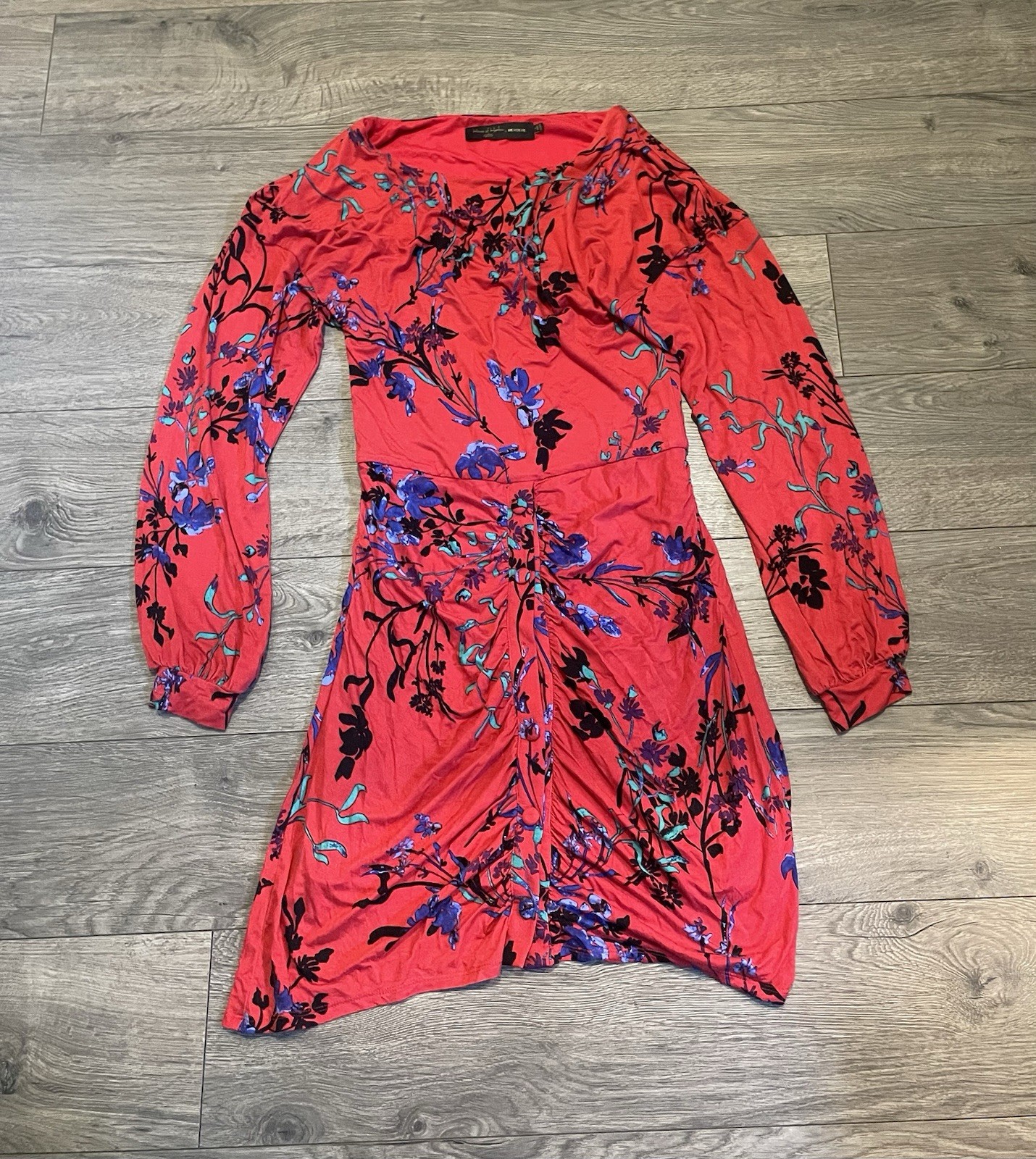 HOUSE Of HARLOW Revolve Siri Red Floral Soft Comfy Long-Sleeve Dress sz Small