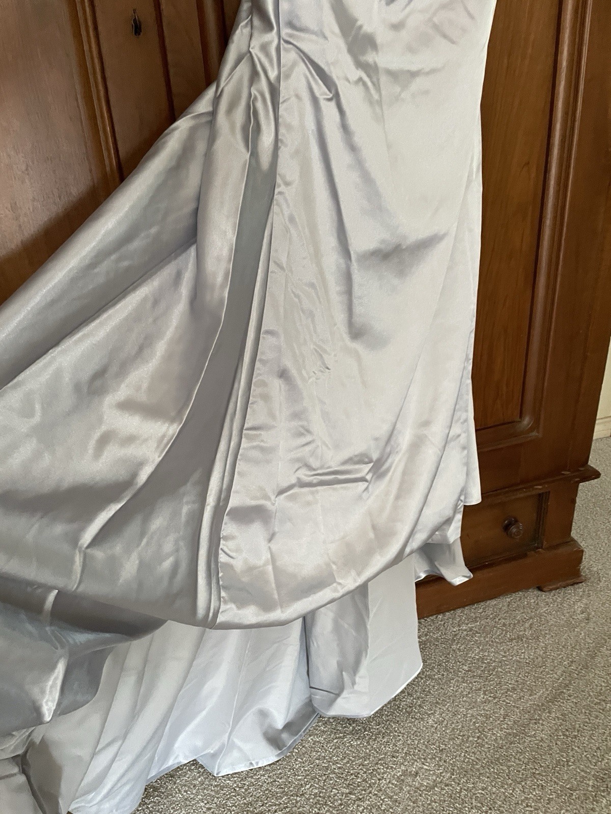 CUSTOM HAND MADE SATIN FORMAL EVENING PROM GOWN DRESS Size 4 – Beaded, Corset
