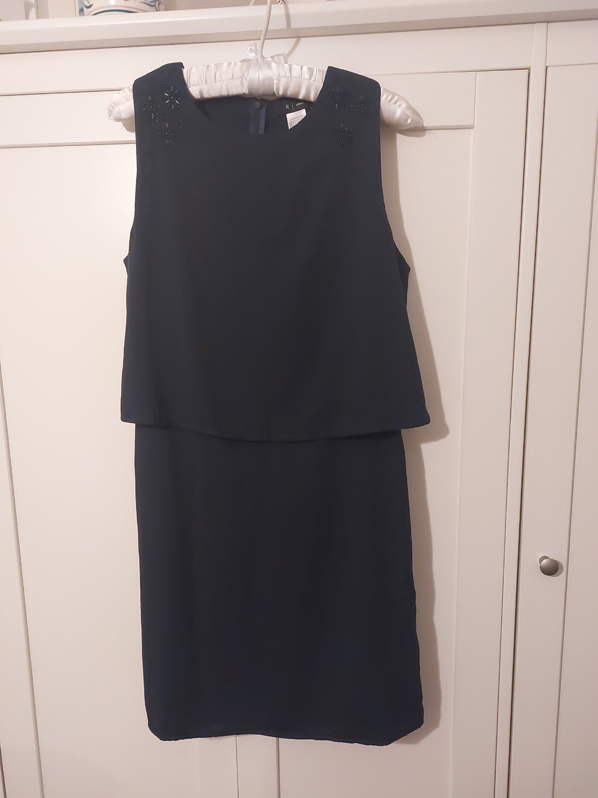 La Redoute Size 12 Navy Sleeveless Dress Length 34 Beaded Shoulders