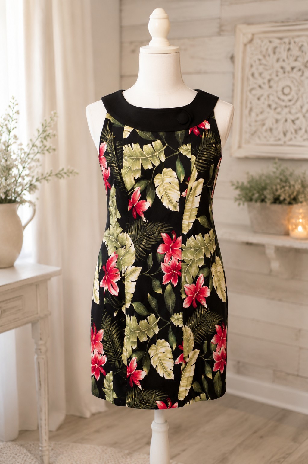 Kim Rogers Women’s Sleeveless Tropical Print Dress Sz 18W Stretch