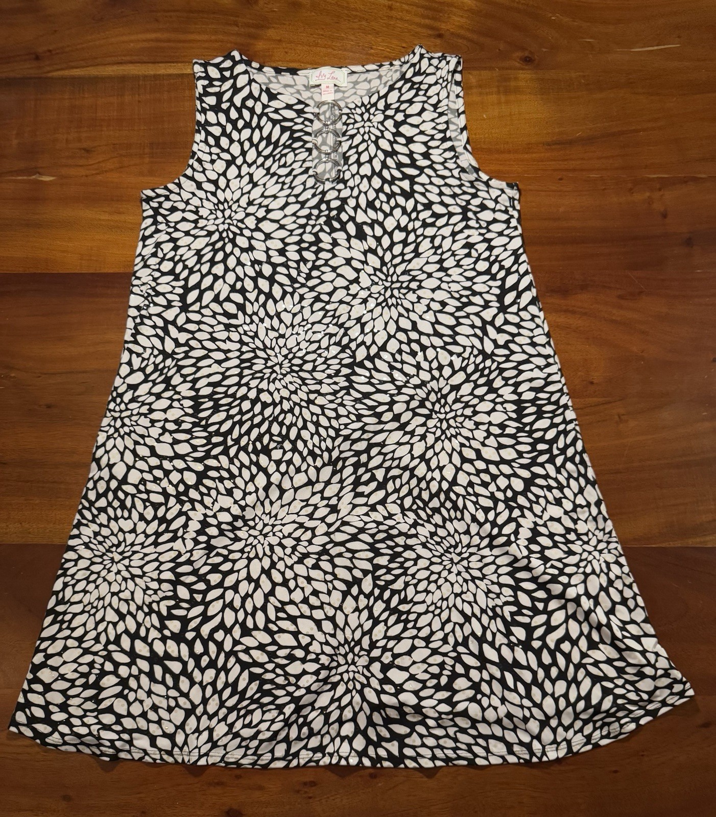 Ivy Lane Womens Black White Floral Sleeveless Stretch Dress Sz Medium
