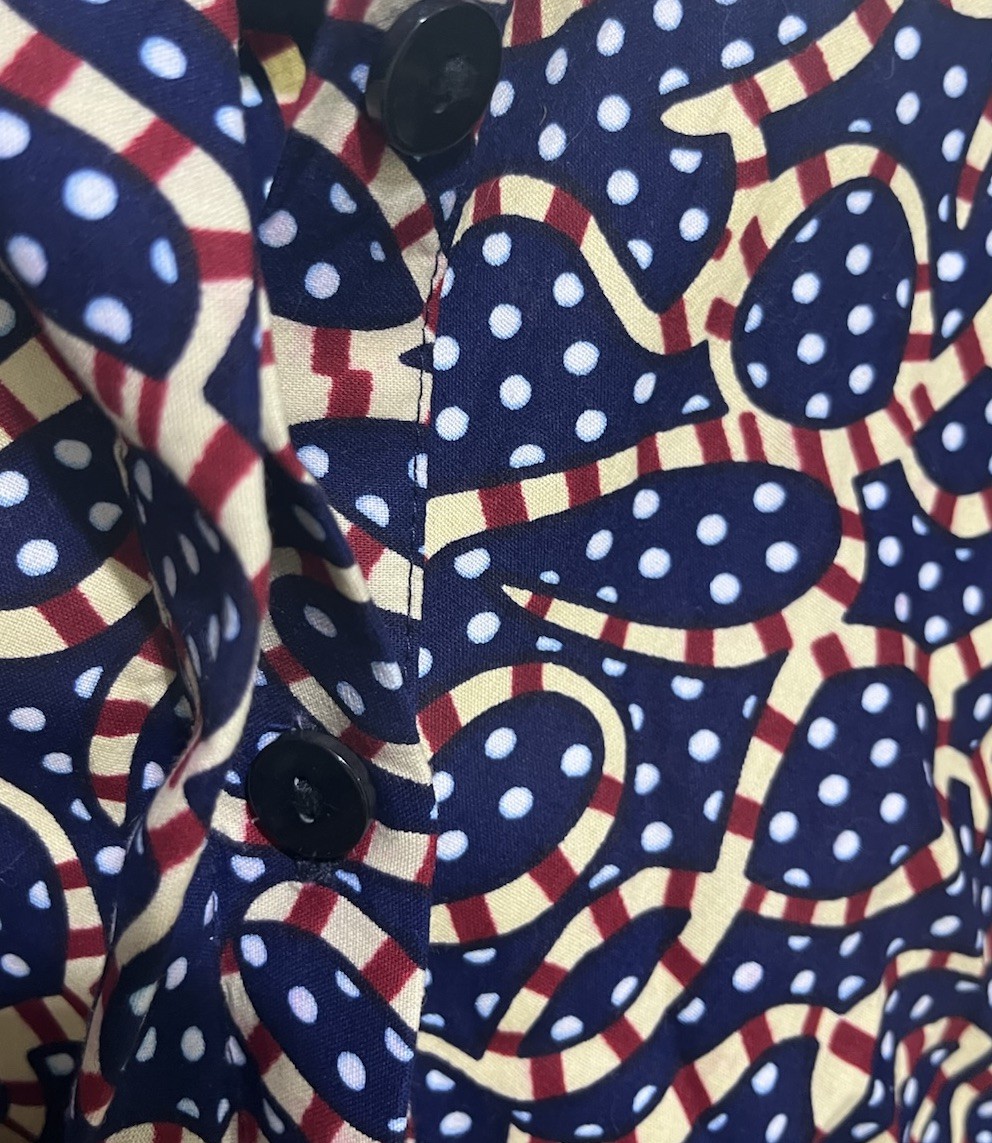 Zuri Kenya Dress Ribbon In The Sky Pattern Sz Lrg w/pockets- Dopamine Dressing!