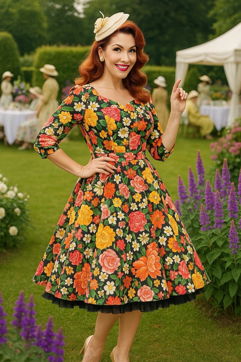 Unique Vintage Hearts & Roses Black Floral Cassidy Swing Dress, NWT!