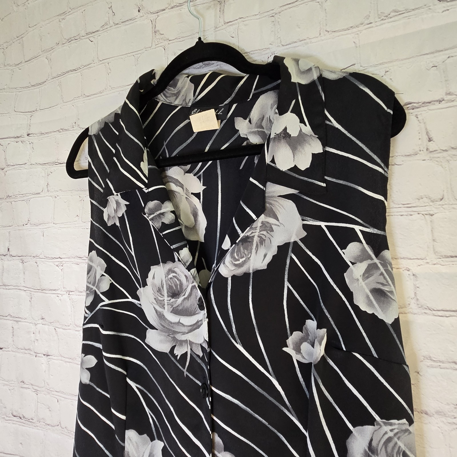 American vtg 90s gothic floral button front collared tie back Grunge Maxi Dress