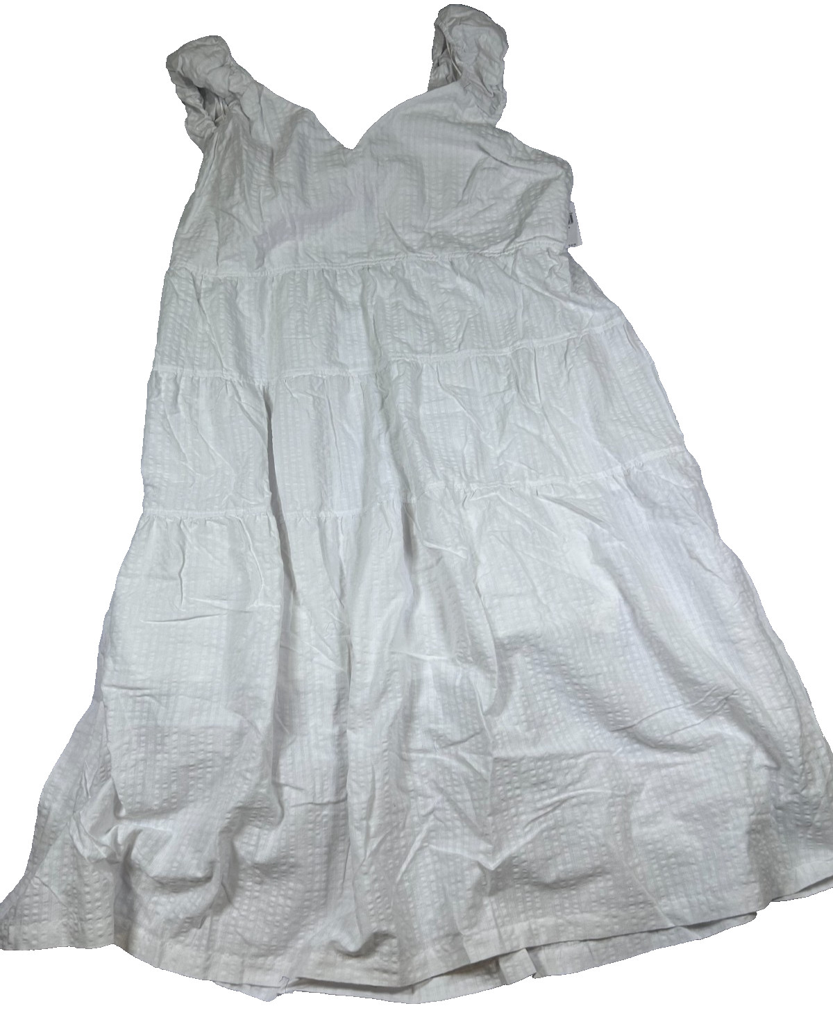Old Navy Womens 3X White Tiered Gauze Dress Lined Sleeveless Smocked Tie Back