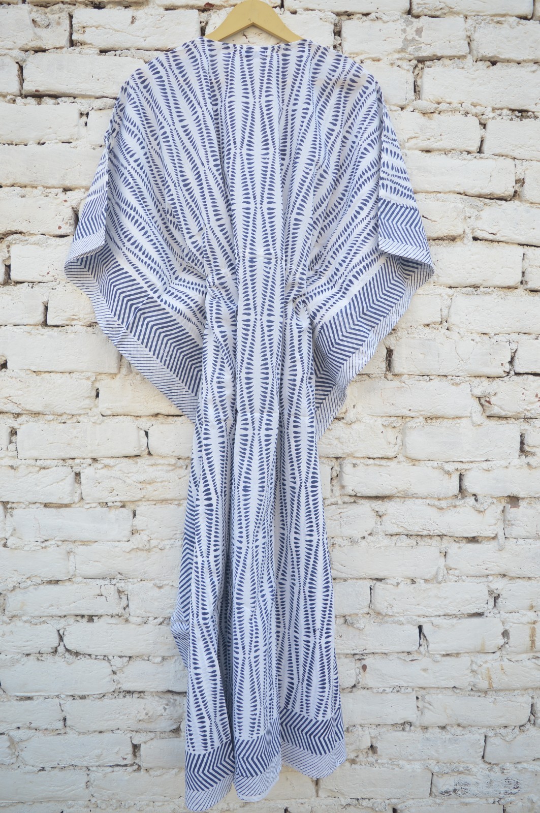 100% TARRIF FREE✅0% CHARGE 100%Cotton Hand Block Floral Long Kaftan Dress KF-115