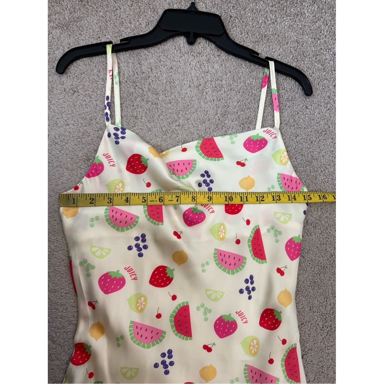Peppermayo Panama Fruit Print Cown Neck Satin Mini Dress Tutti Fruitti US 2