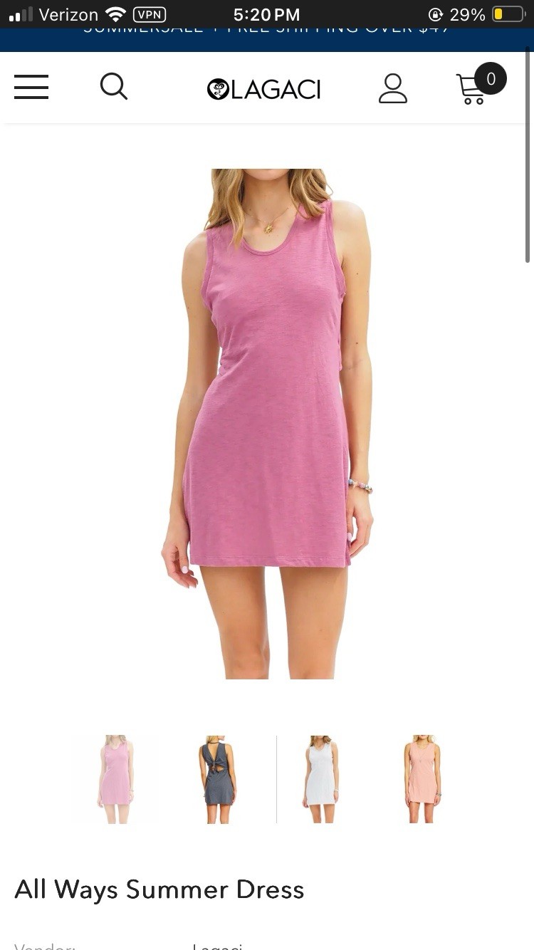 Lagaci Tie Back Dress Vacation Surfer Surf Blue Pink All Sizes Beach Dress Sun