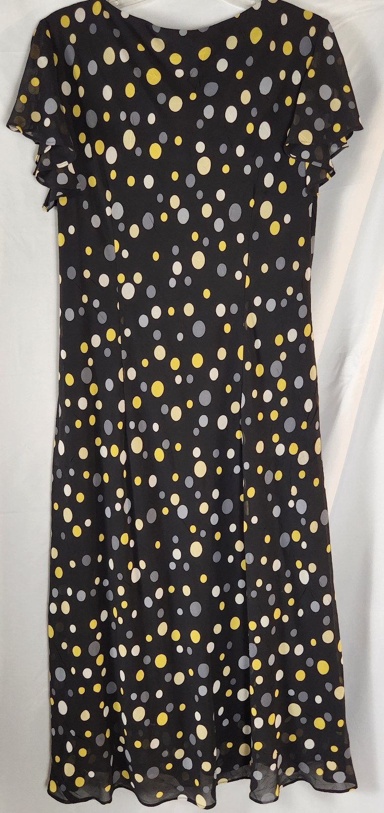 Dressbarn Polka Dot Classic/Retro-Inspired/2000s Flutter Sleeve Midi Dress 14W