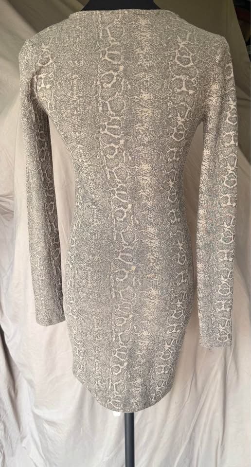 Zara Trafaluc Snakeskin Print Long Sleeve Dress Size S
