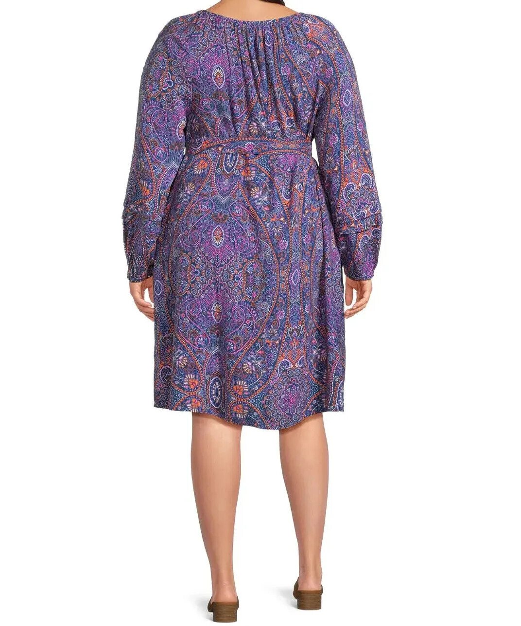 Terra & Sky Shirred Mini Dress Boho Paisley/Blue Comet etc. Sizes 0X, 2X,3X & 4X