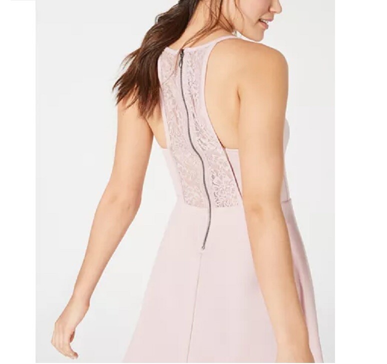 Speechless Junior Womens 7 Purple Pockets Lace Back Fit Flare Dress NWT