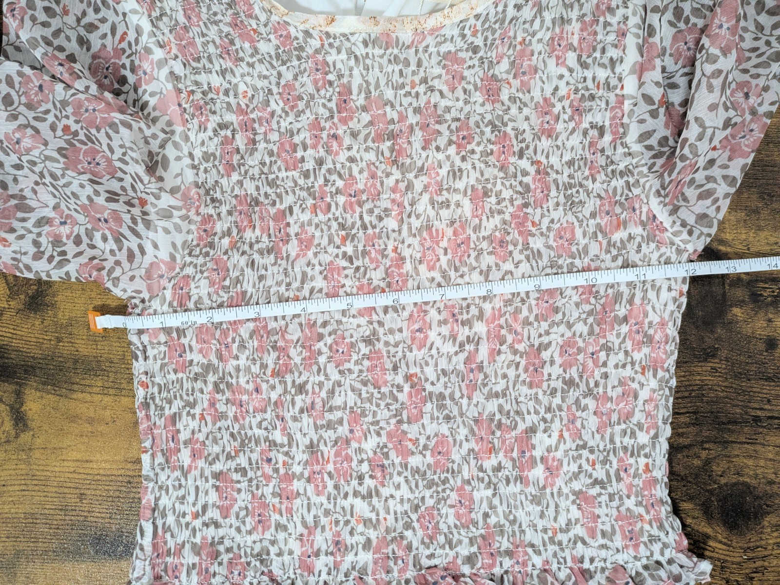 WINONA AUSTRALIA Floral Smocked Ruffle Mini Dress XS Pink Ruffles Sheer Romantic