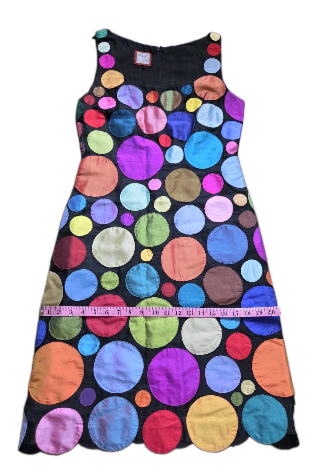 Chula Spain Retro Mod Colorful Polka Dot Applique Dress No Size Tag