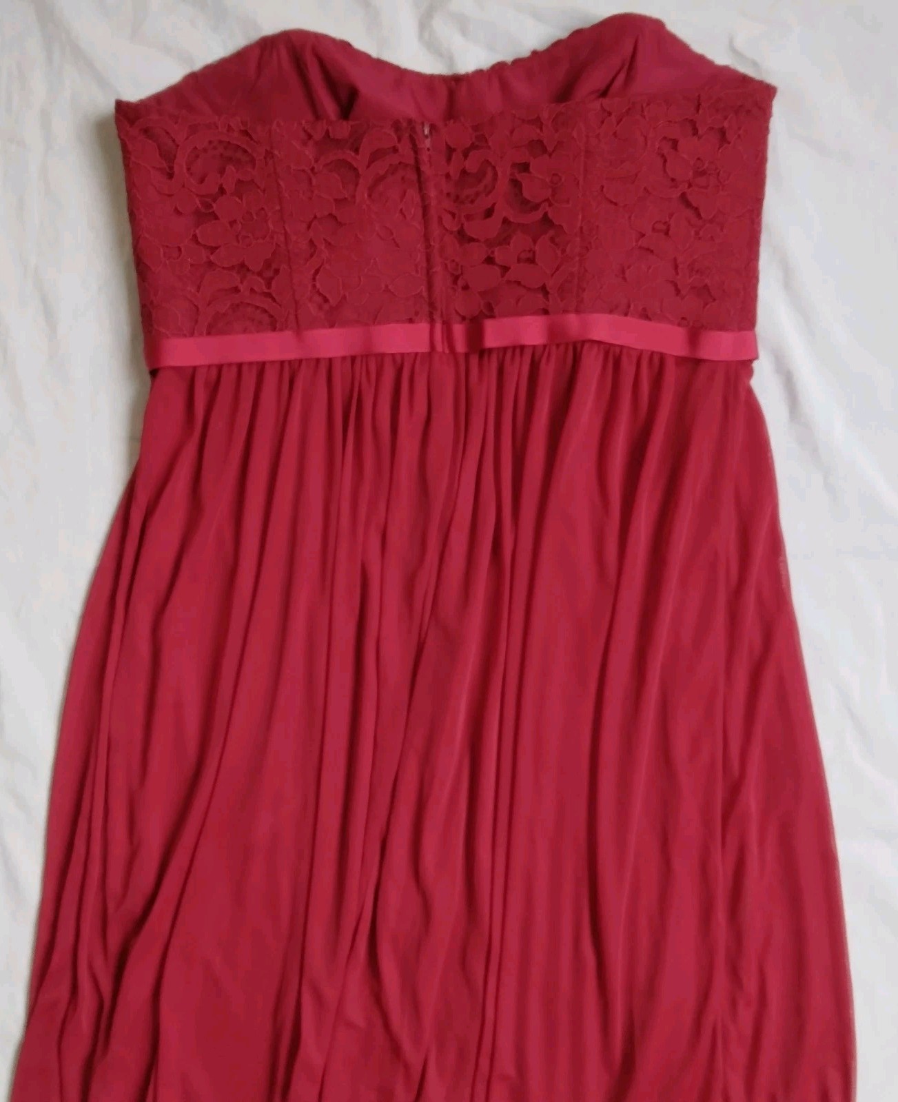 Red Bustier Strapless Dress Floral Lace Holiday Prom Party Elegant Women’s 12