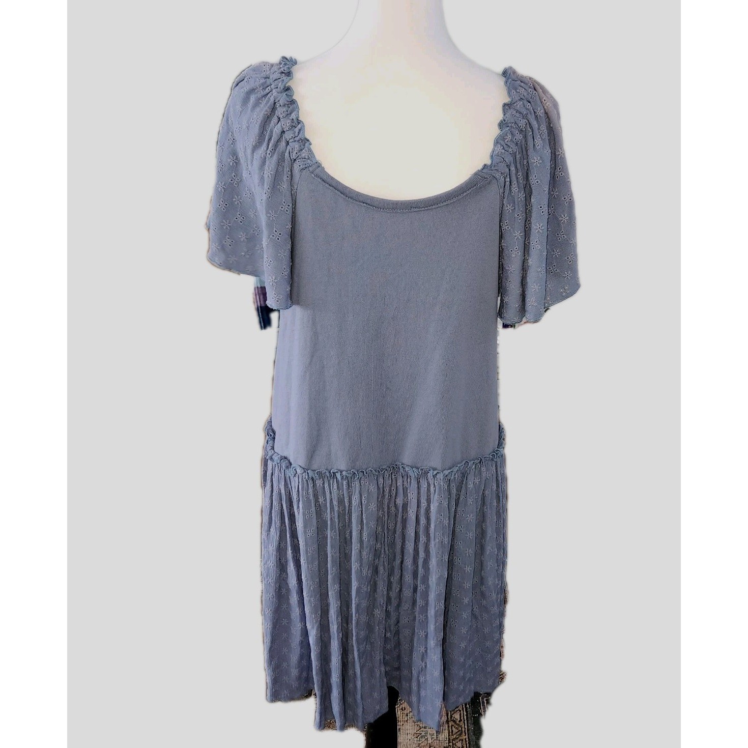 The Collection Texas Blue Eyelet Babydoll Dress – Boho- Coastal Cowgirl M