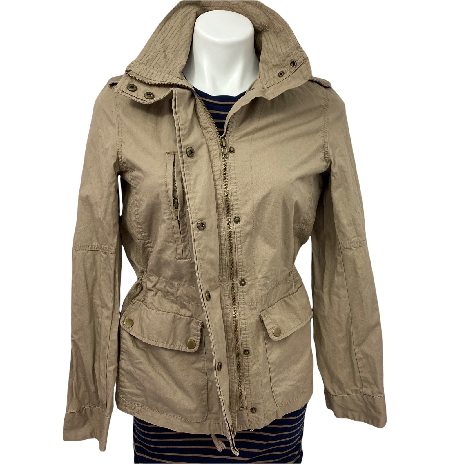 Love Tree Dress Womens Medium Lot Anorak Jacket Brown Blue Knit Pocket