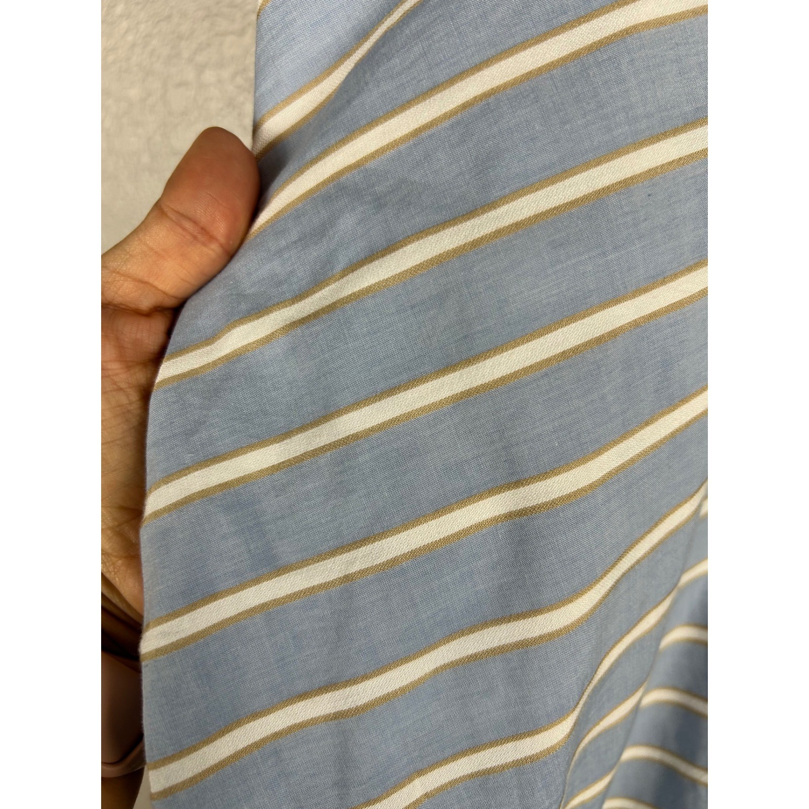 Veronica Beard Blue White Striped Ruched Button Front Sleeveless Midi Dress 6