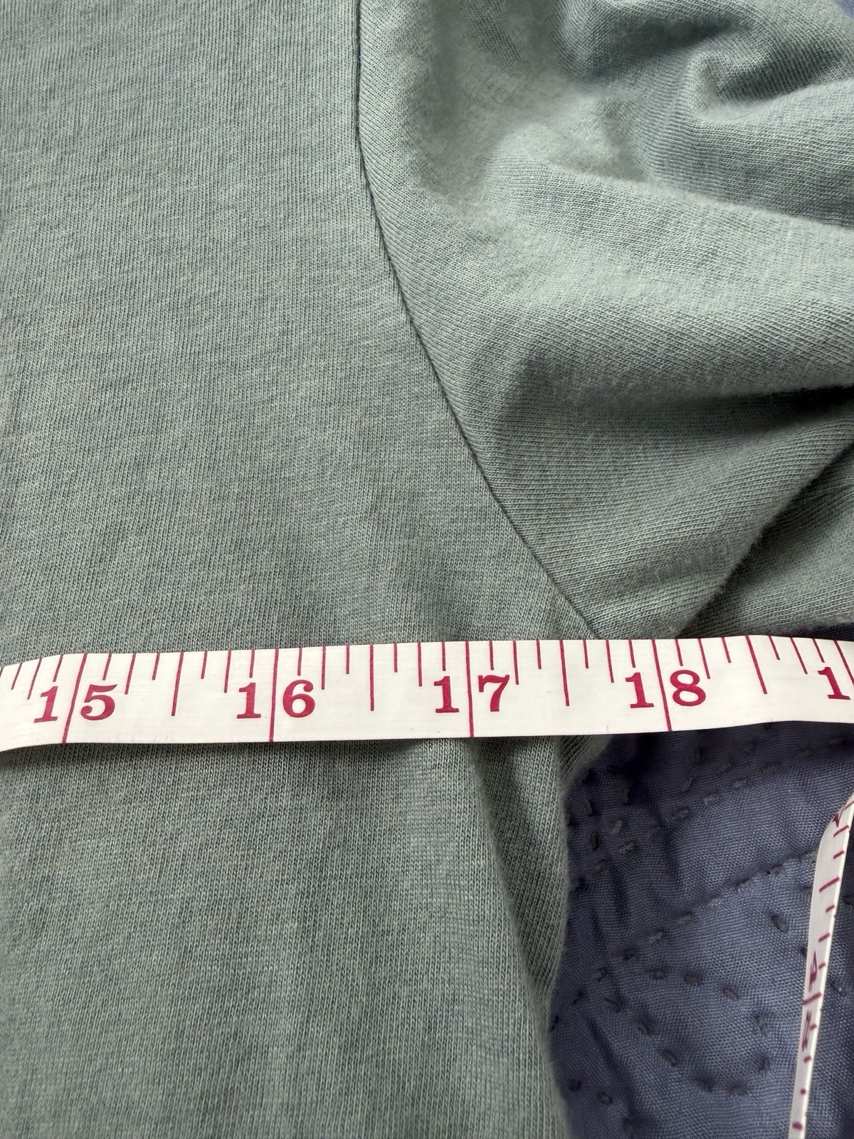 Soft Surroundings Soft Green M Cotton Modal Knit A-Line Knee V-Neck Long Sleeve