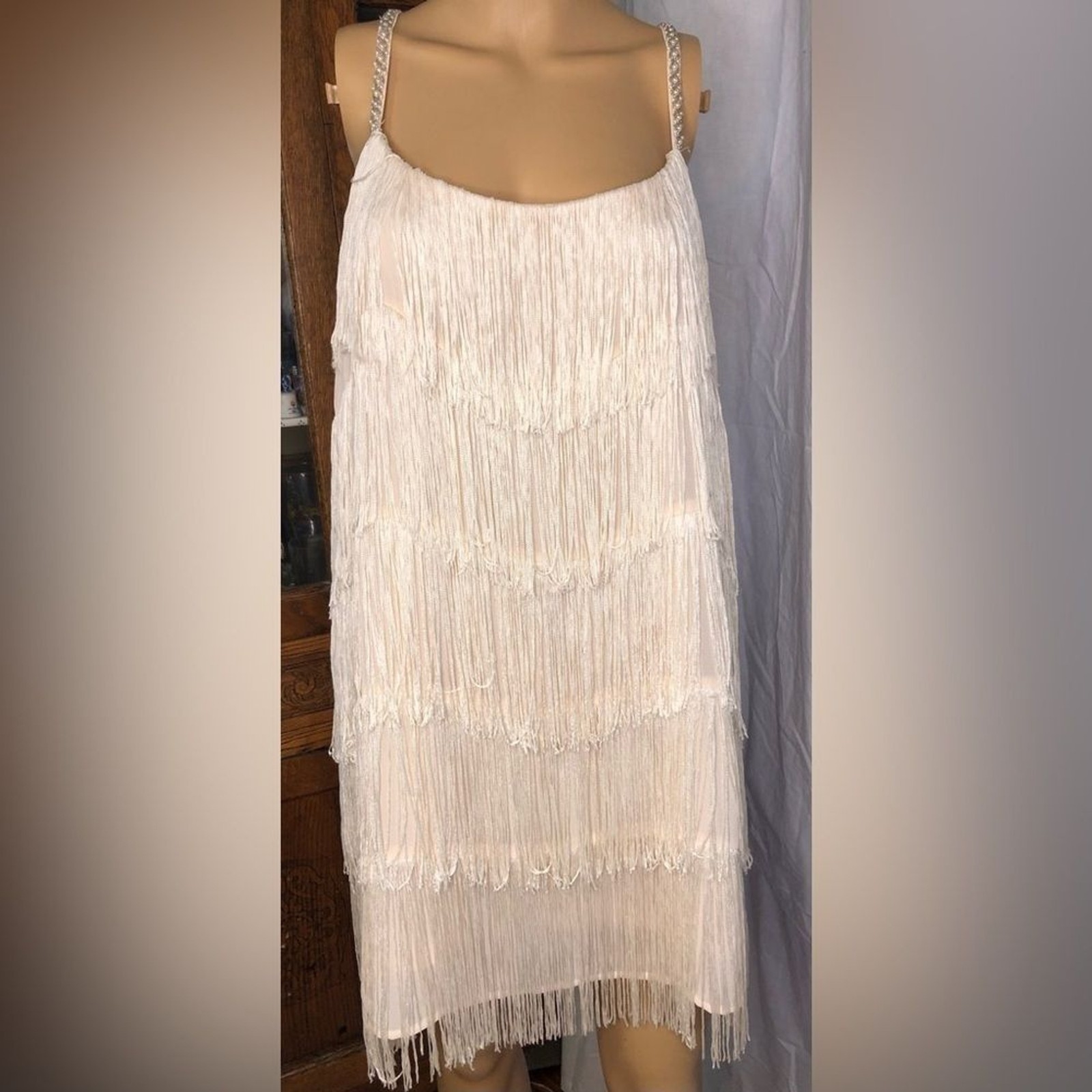 Nwt Hot Miami styles Ark and Company, large Dress with cream color fringe