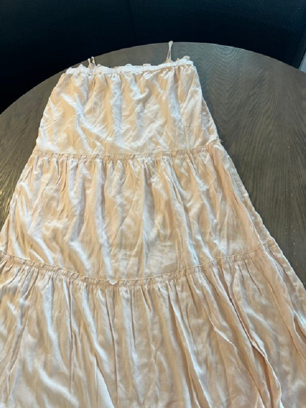 BTFBM BLUSH SOLID RAYON SZ XL EMPIRE ADJUST SPAGHETTI STRAP TIERED GENTLY WORN