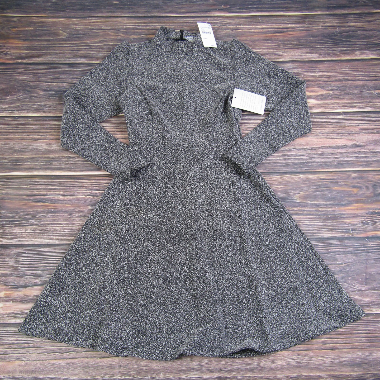 Velvet Torch NEW NWT XS Gray Long Sleeve A Line Dress Back Zip