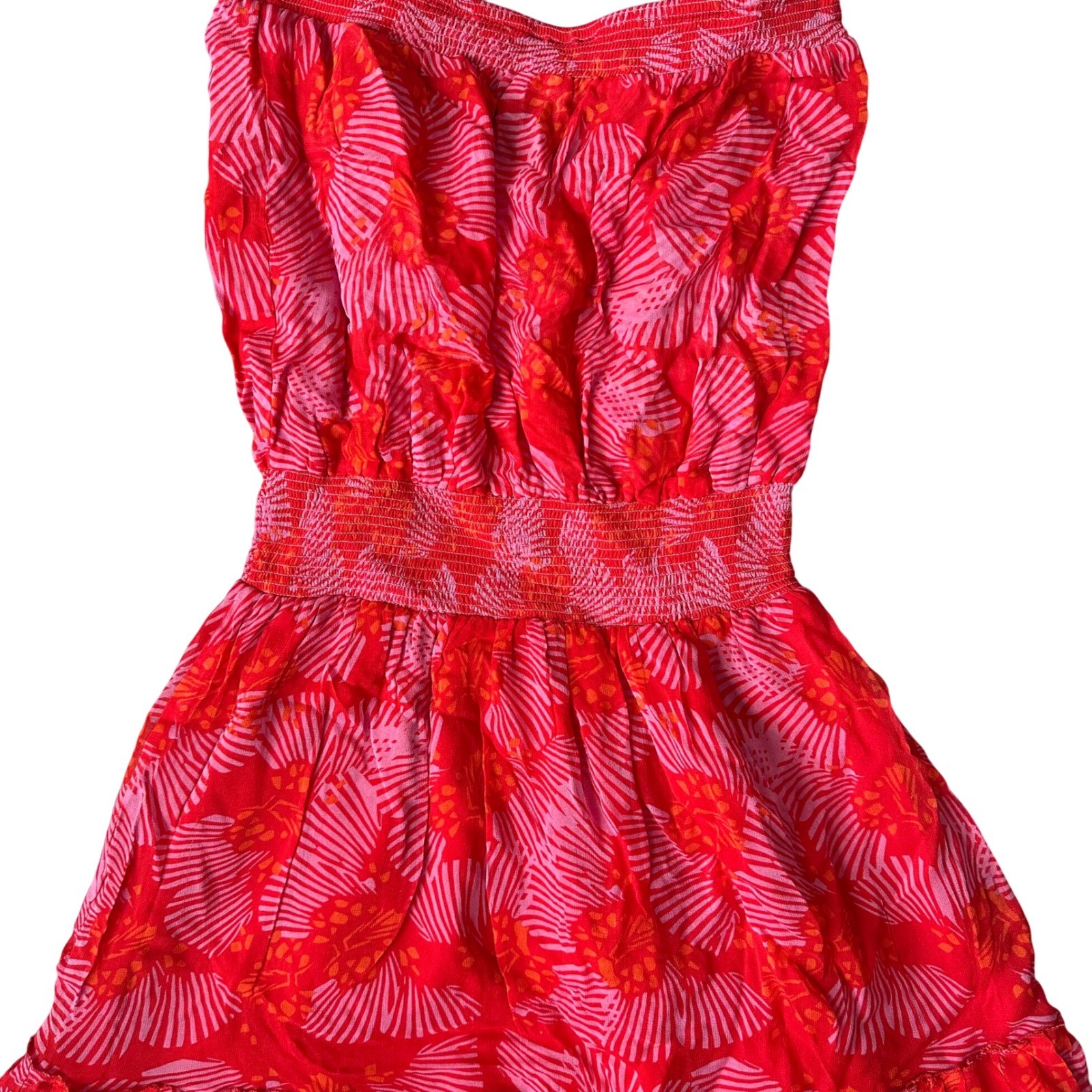 Karina Grimaldi Red Butterfly Print Mini Dress Strapless Tassel Revolve M