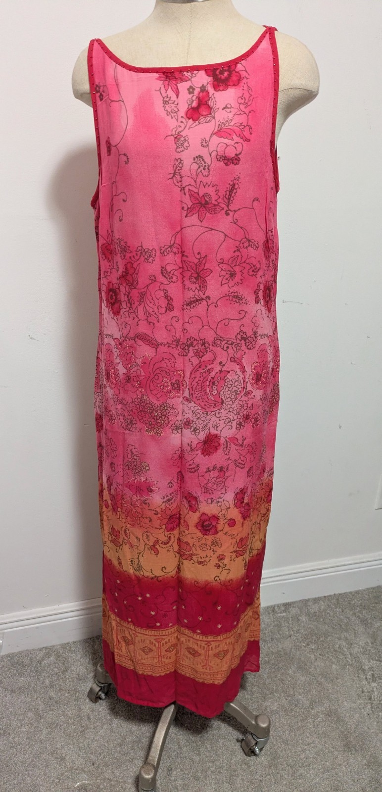 Vintage Susan Bristol Womens Pink Maxi Dress Sz 14 Y2K Floral Boho Phoebe Indie