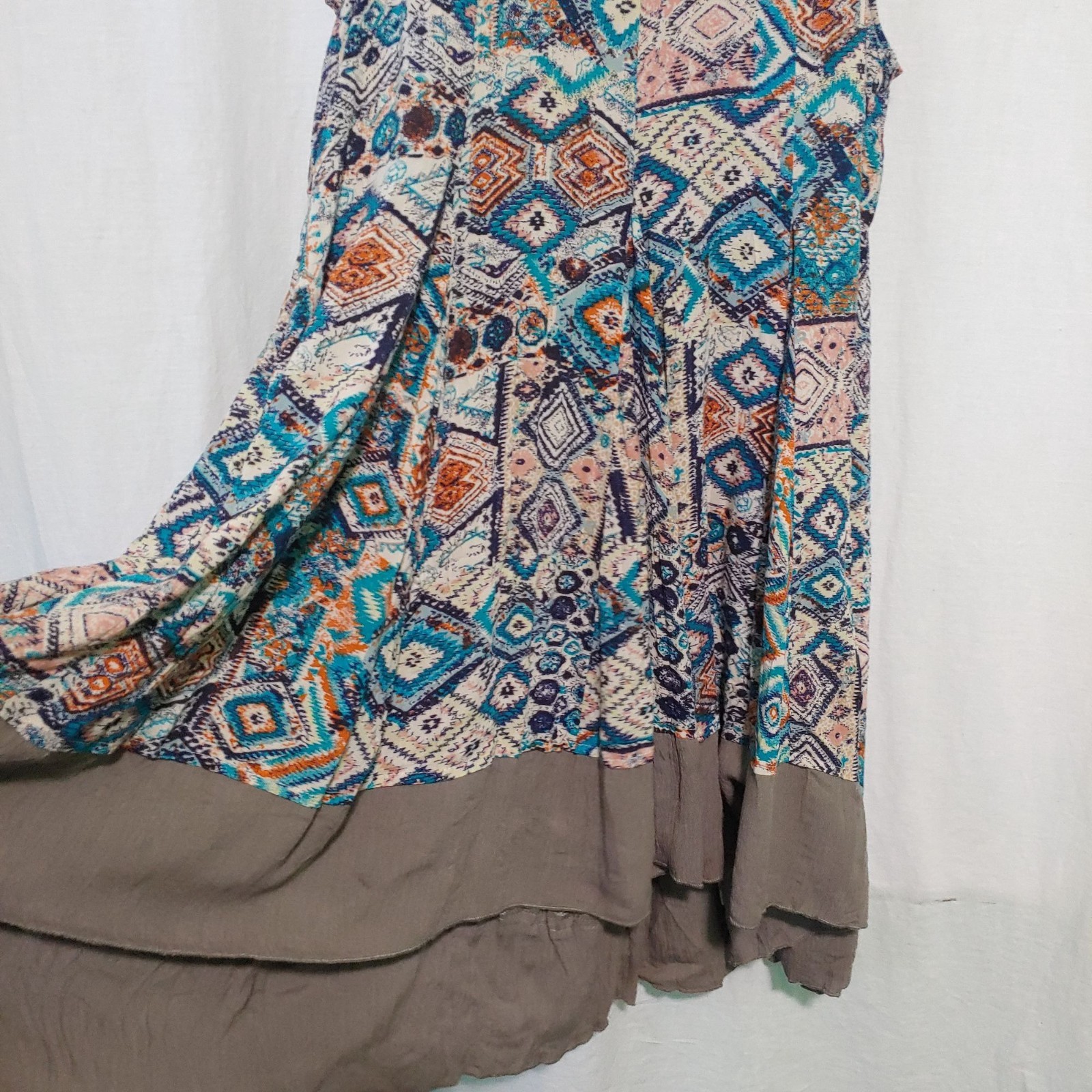 En Creme dress womens Size Small boho trapeze short multi-colored sleeveless