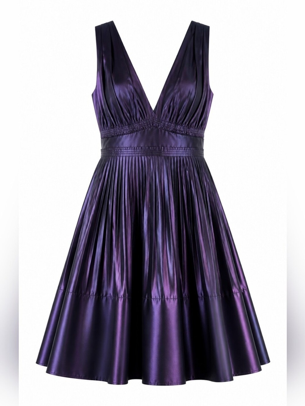 BCBGeneration Womens Poly Taffeta Iridescent Purple Pleated Short Dress Size 12