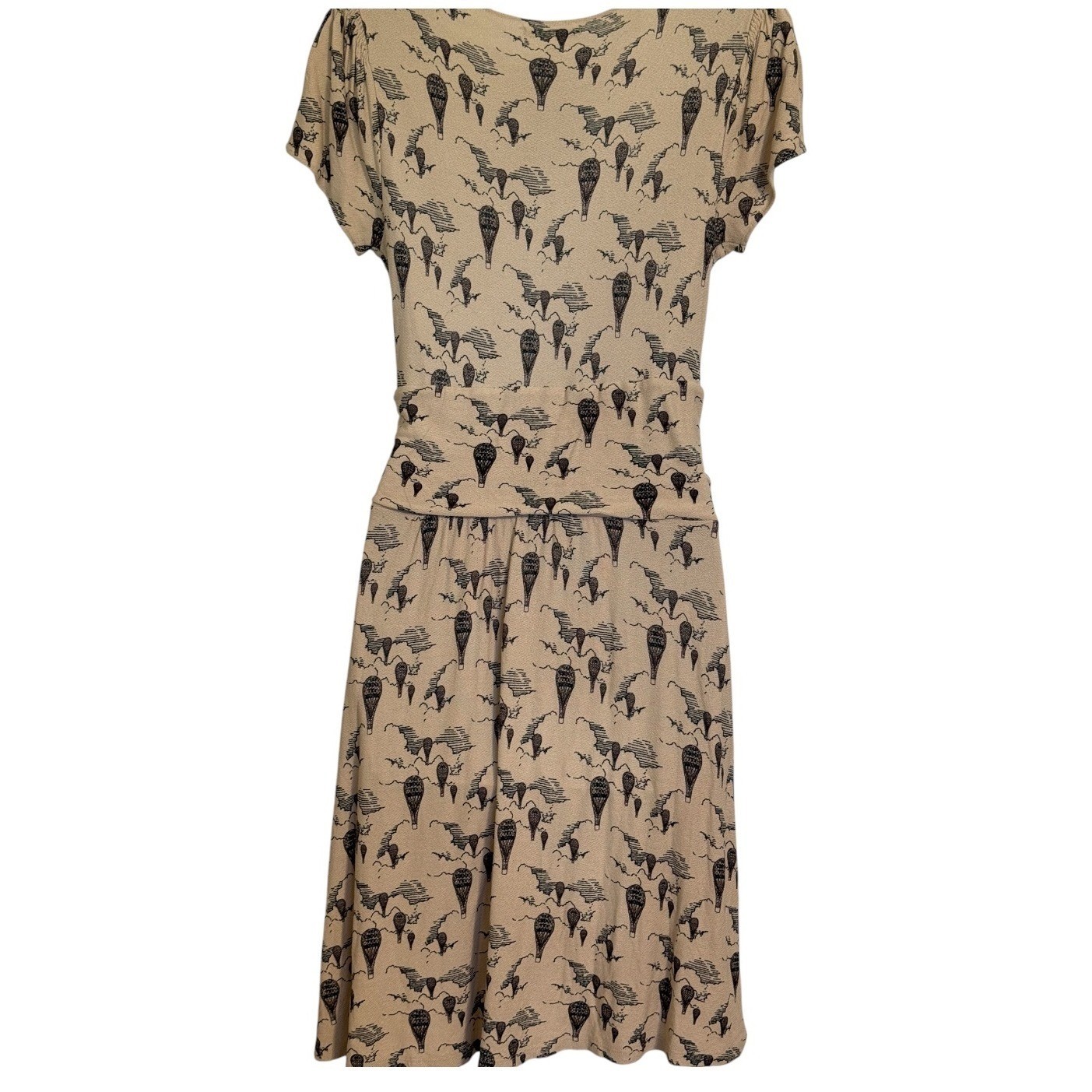 ANTHROPOLOGIE LEIFNOTES Up And Away Hot Air Balloon Print Faux Wrap Dress Small
