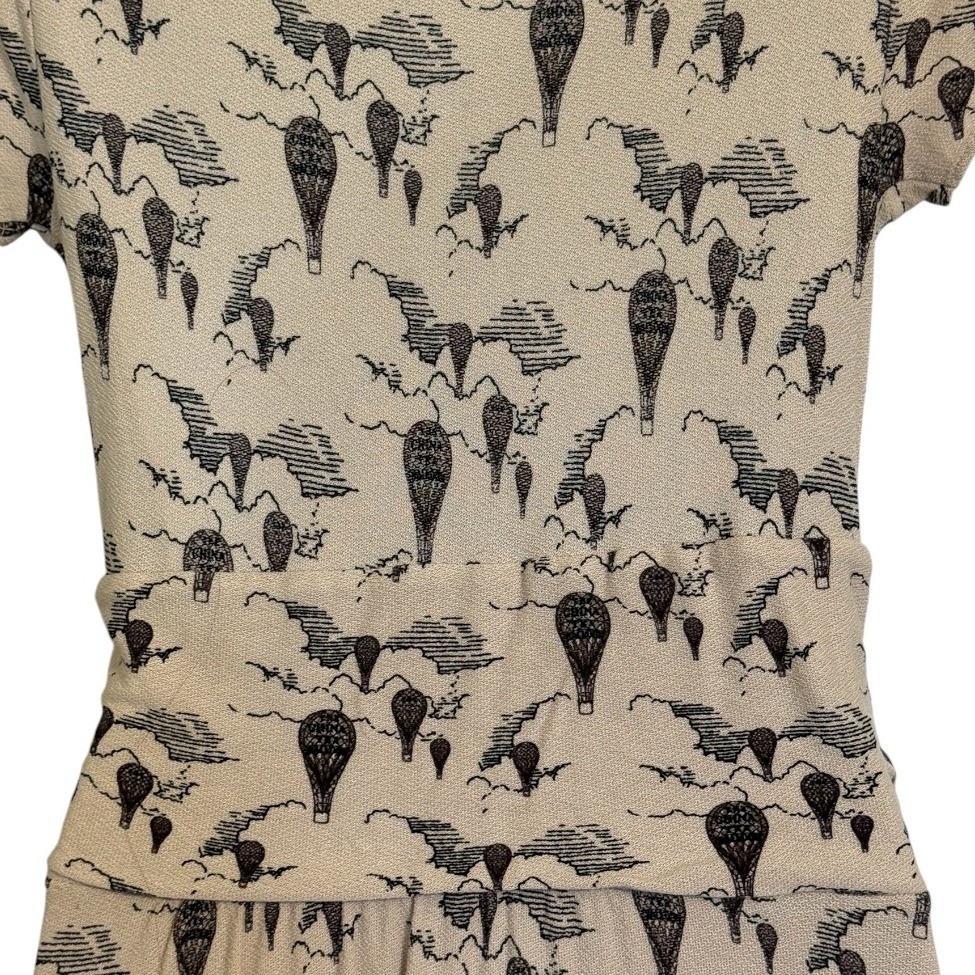 ANTHROPOLOGIE LEIFNOTES Up And Away Hot Air Balloon Print Faux Wrap Dress Small