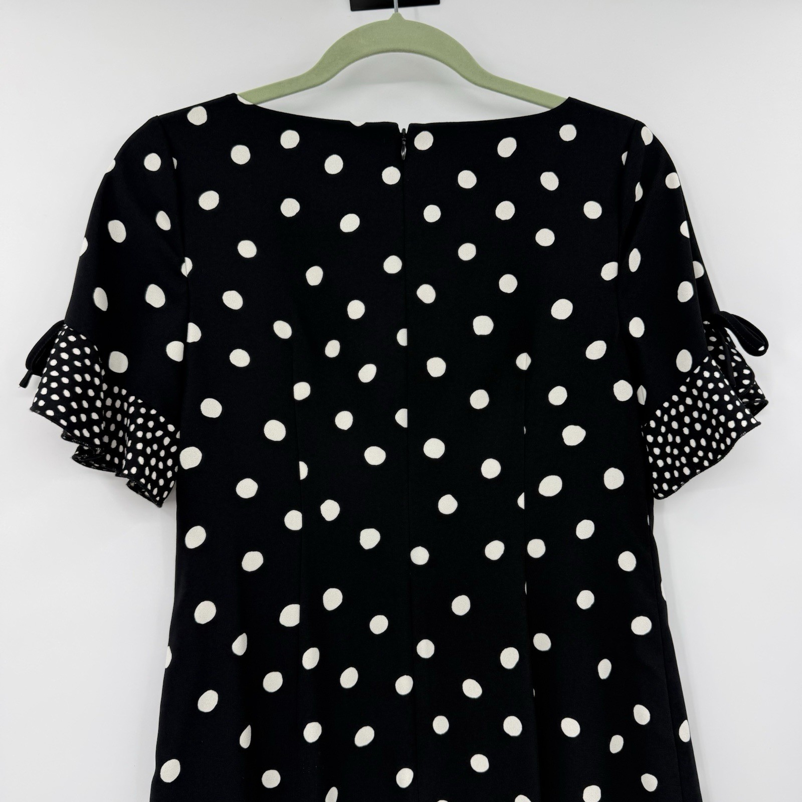 Nwt’s Talbots Black White Polka Dot Dress Ruffle Sleeve Hem Sz 2 Classic Retro