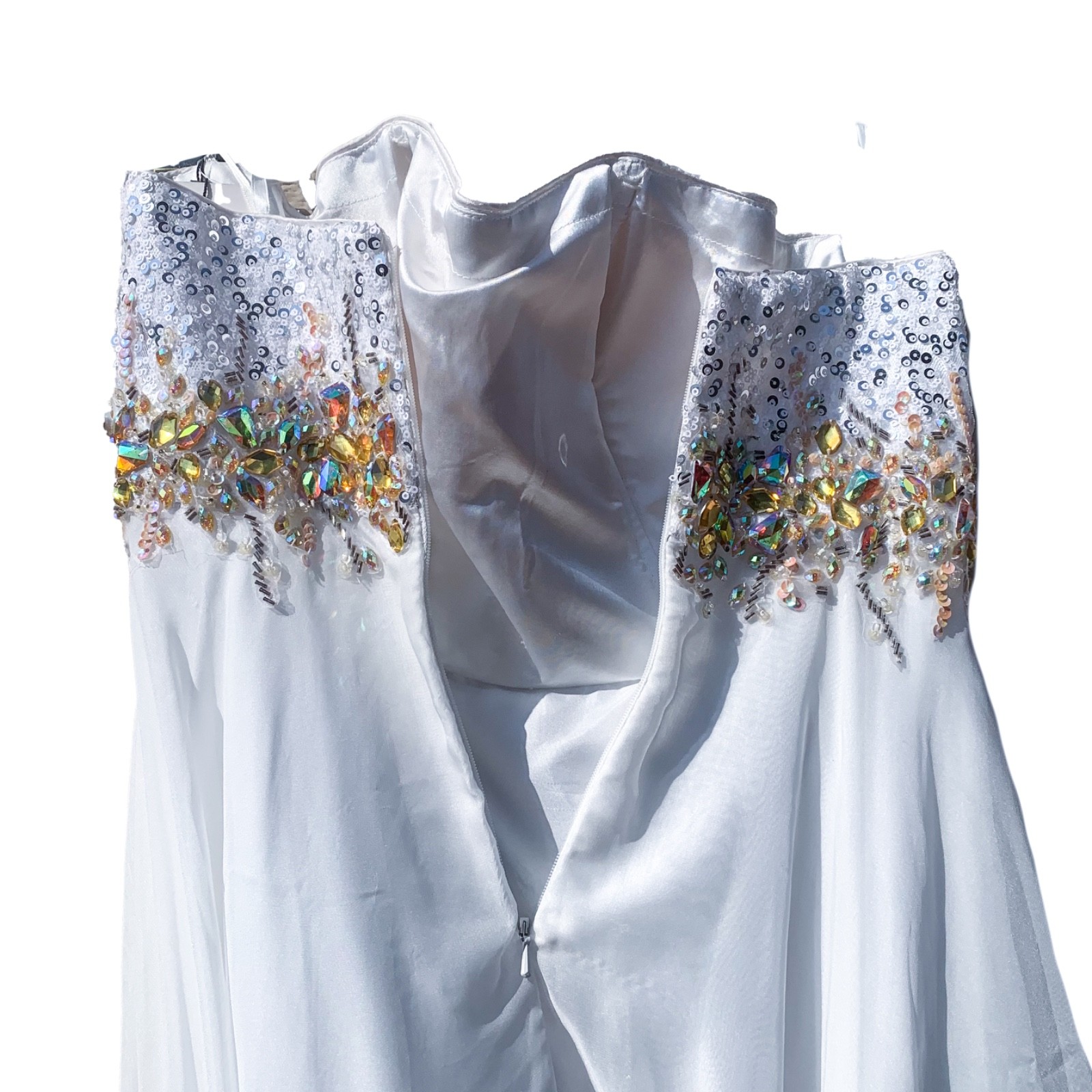 Coya Women’s Medium White Greek Goddess Beaded Sequence Prom Wedding Dress