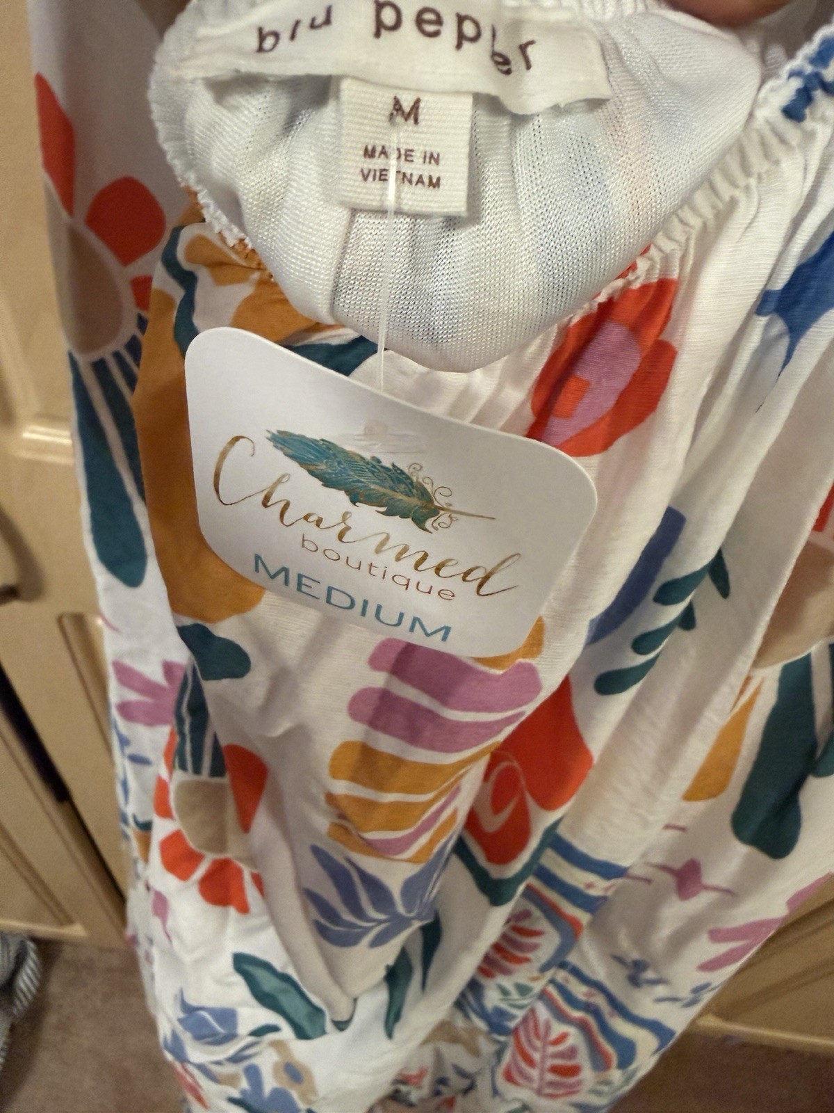 NWT Blu Pepper Maxi Dress Vacation Beach Open Back White Purple Blue M New