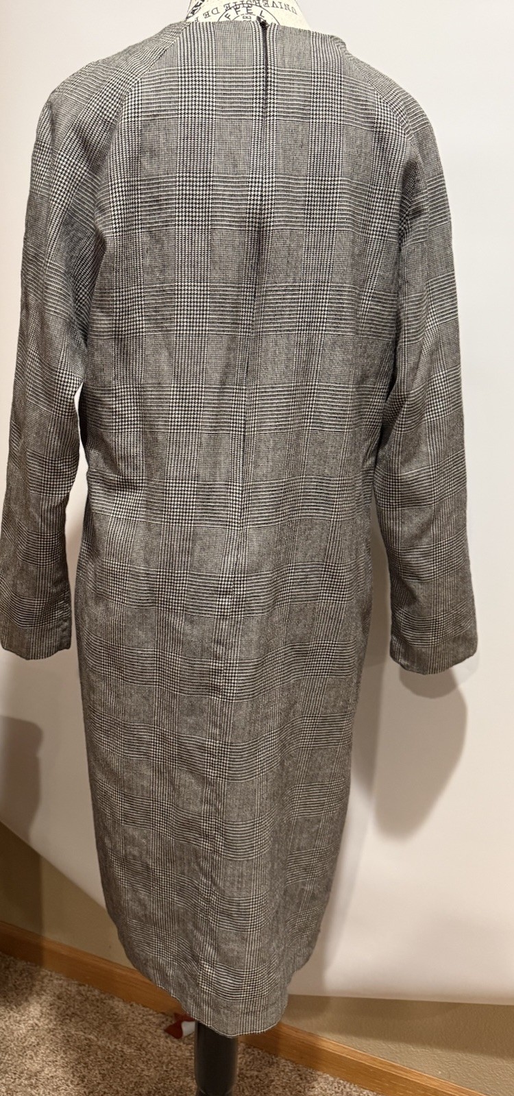 Harve Benard by Holtzman Black Plaid Long Shift Dress Size Large Ukraine Vintage