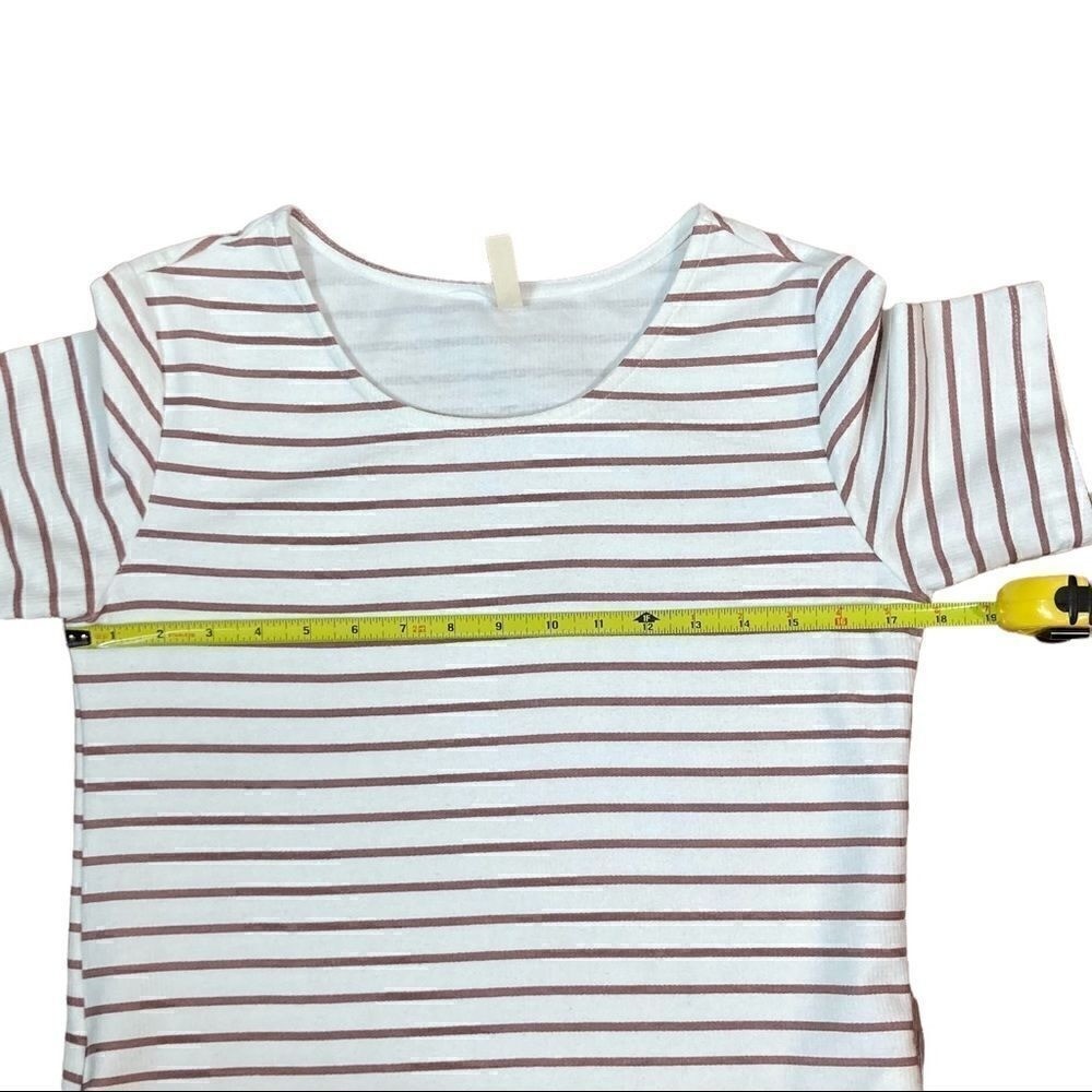 Wishlist Off-White And Taupe Stripe Short Sleeve Dress, Size S