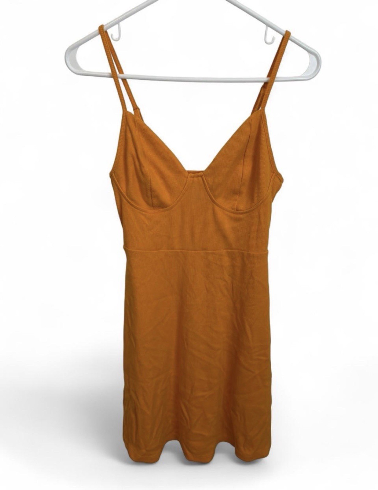 Wild Fable Women’s Size Small Mango Orange Ribbed Knit Skater Mini Dress Cami
