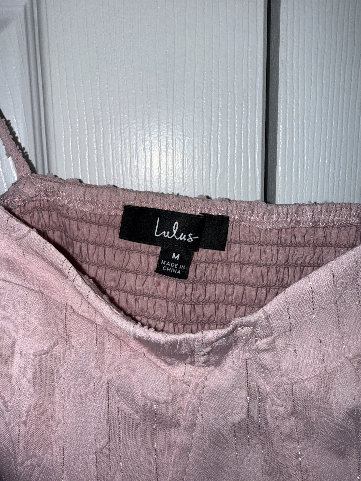 Lulus Loveliest Looks Blush Pink Floral Jacquard Tie-Strap Midi Dress M