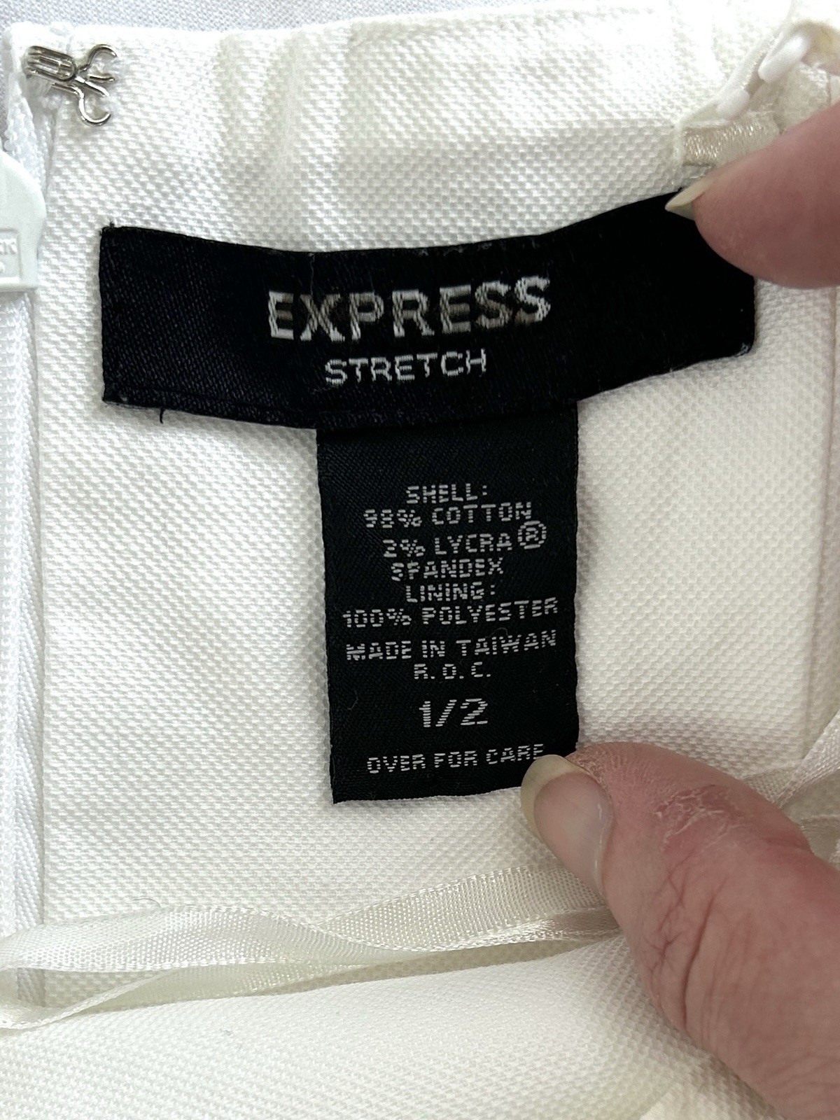Express Stretch White Sheath Dress Size 1/2 Removable Straps Stretch Bodycon