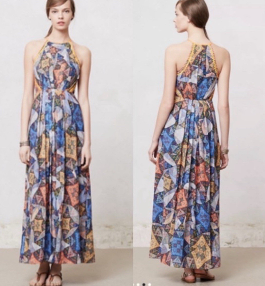 Ranna Gill CONDESA STUDDED PRISM Maxi Dress ANTHROPOLOGIE NEW Sz M